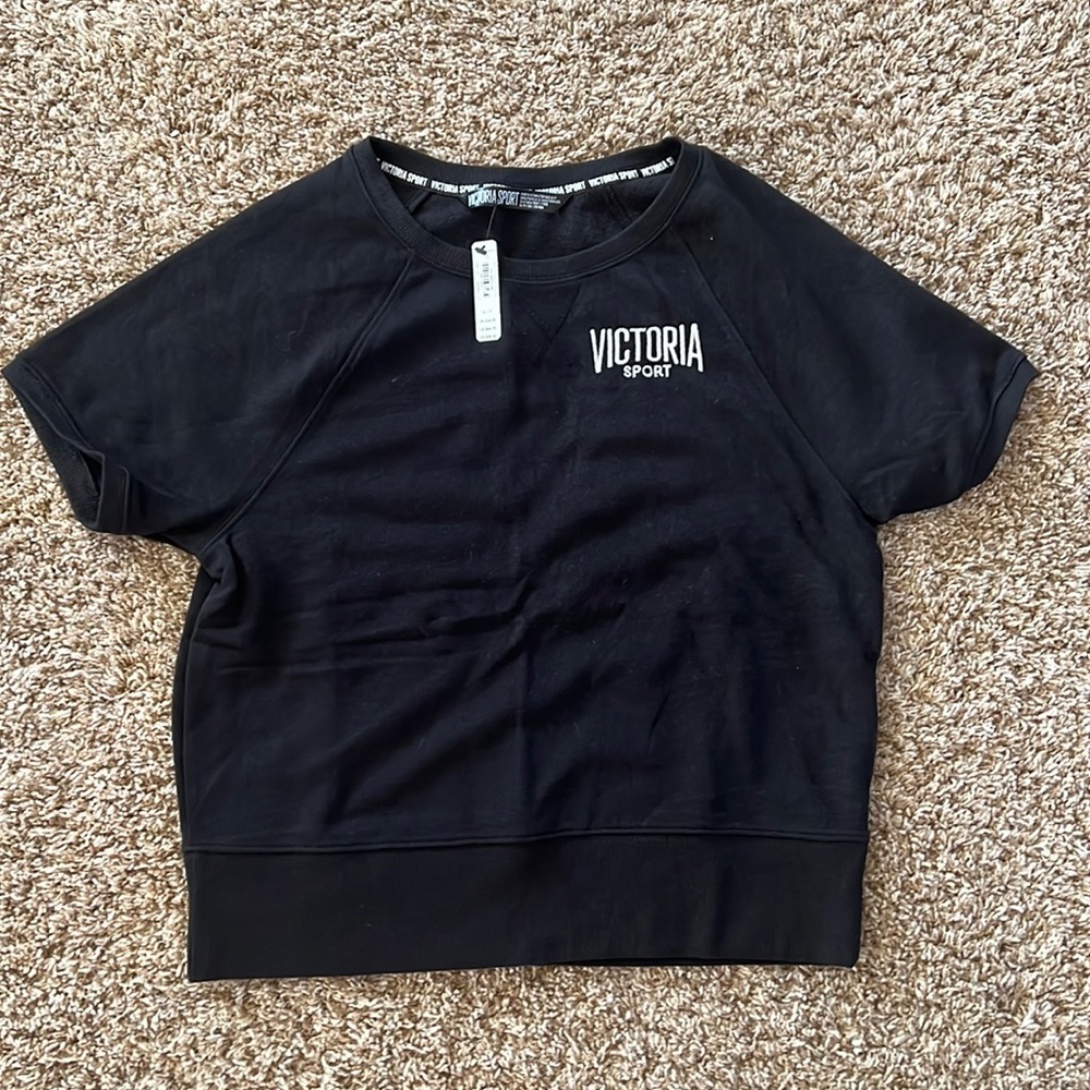NWT never before worn Victoria’s Secret black short sleeve hoodie size small